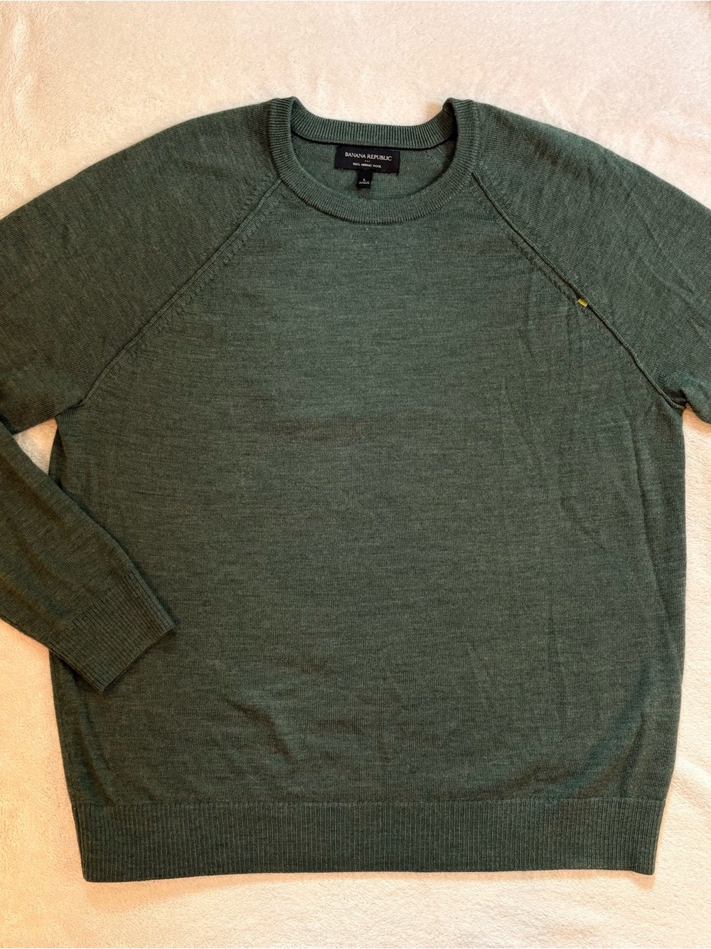 Banana Republic Men's Merino Wool Crewneck Sweater Forest Green Sz L